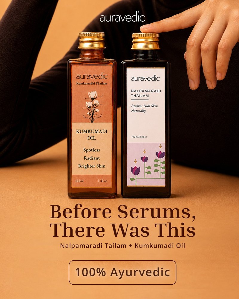 Ayurvedic face and body oil skincare ad creative by Blue Ocean Digital Media, a Mumbai creative and performance marketing agency
