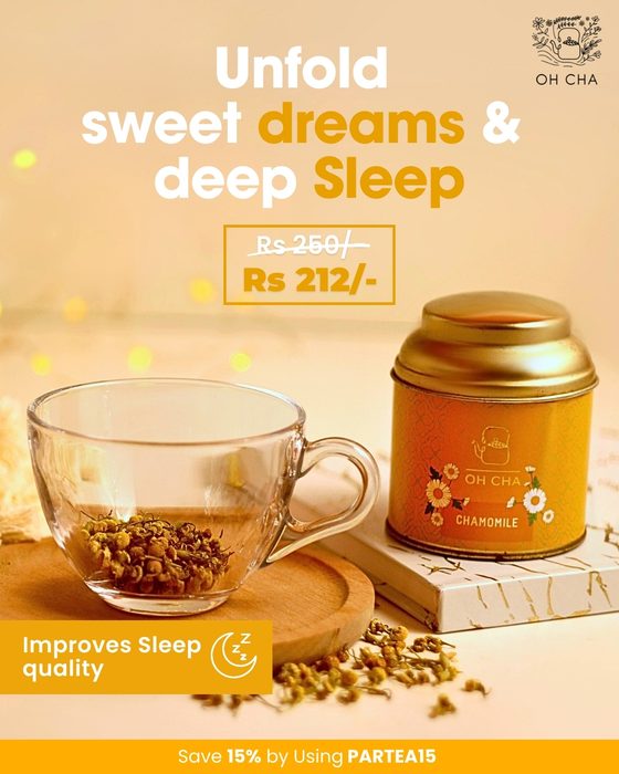 Chamomile herbal tea social media ad creative by Blue Ocean Digital Media, a Mumbai creative and performance marketing agency